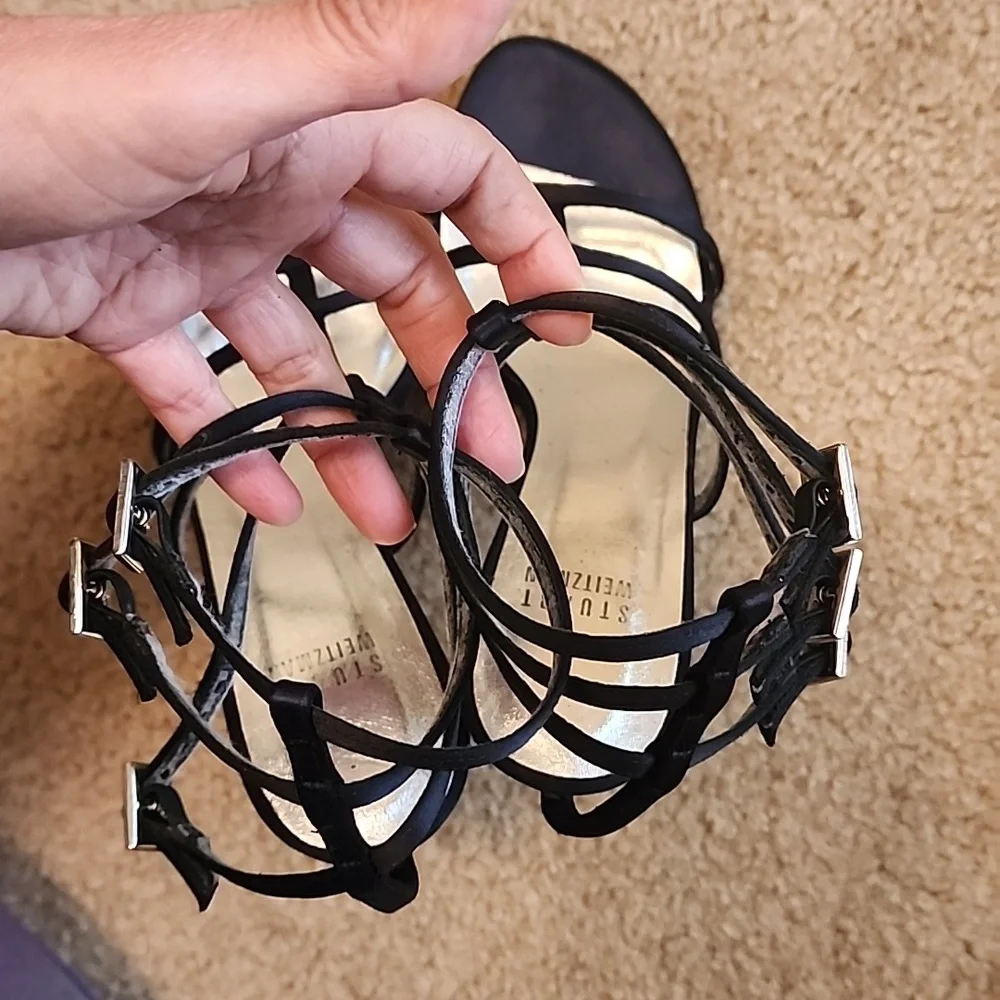 Stuart Weitzman Satin Crystal Embellishments Heels